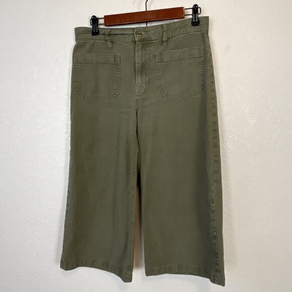 Point Sur Womens Olive Green Wide Leg Crop Size 28 Petite Cotton Modal Spandex - Picture 1 of 6